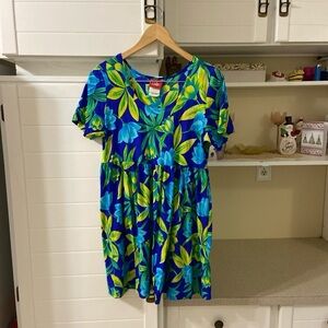 Vintage Floral Beach Cover Up Mini Dress